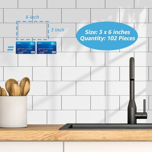 Art3d 102-Pack Peel and Stick Backsplash on Subway Tile, Glossy White