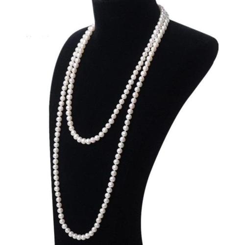 1920s Long Fake Pearls Strand Necklace Layered Retro Vintage Imitation Round Beaded Ball for Women Flapper Party Halloween Jewelry Mother's Day Gift