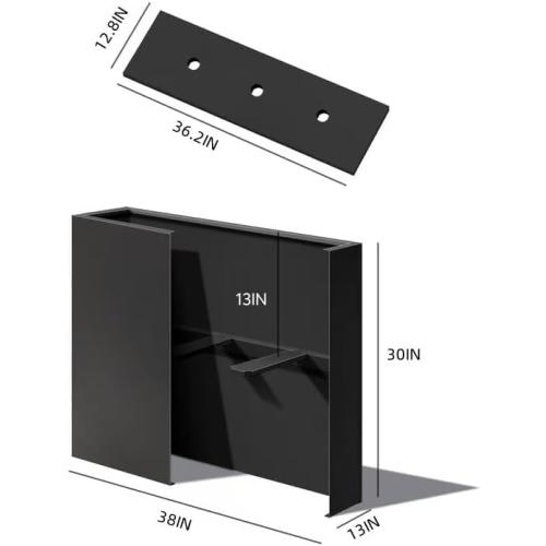 38 L x 13 W x 30 H Metal Tall Rectangular Planter - Large Planter Box for Outdoor Patio/Porch Modern Design for Plants, Flowers, Garden,Spliced Flower Pot (Black)