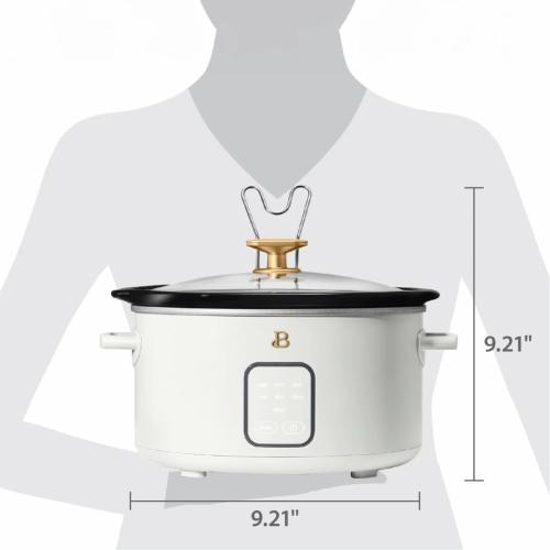 Beautiful 4-Quart Slow Cooker with Touch-Activated Display, Programmable Digital Controls, Removable Non-Stick Pot, Keep Warm Function, by Drew Barrymore (White Icing)