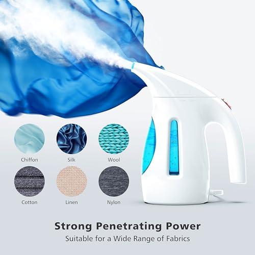 HiLIFE Steamer for Clothes, Portable Handheld Clothing Steamer, 240ml Big Capacity, 700W, Strong Power, Fabric Quick Wrinkle Remover for Home, Office(ONLY FOR 120V)-Maya Blue