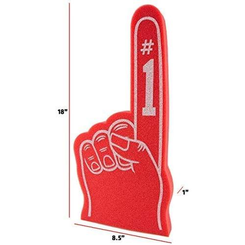 Giant Foam Finger 18 Inch- Number 1 Universal Foam Hand for All Occasions - Cheerleading for Sports - Exciting Vibrant Colors use as Celebration Pom Poms- Great for Sports Events Games School Business
