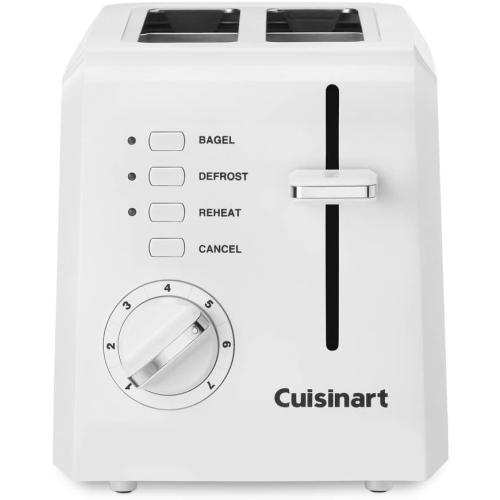 Cuisinart CPT-122 2-Slice Compact Plastic Toaster, Slots for Bagels & Bread, 7 Shade Settings, Cancel/Defrost/Reheat Functions, Removable Crumb Tray, Small Kitchen Appliance for Home & Office, White