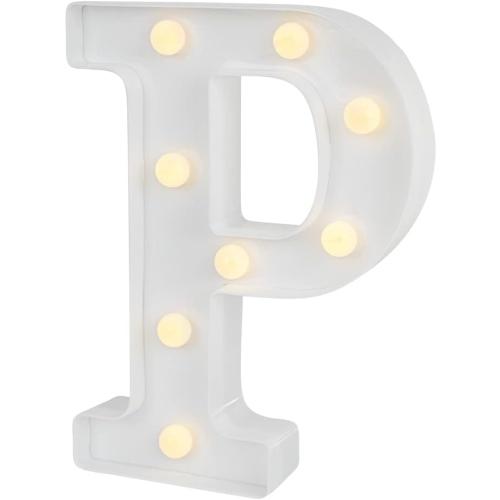 Restaurantware-Illumify 5.8 x 1.2 x 8.7 Inch Light Up Letter, 1 Durable Marquee LED Light - Letter P, Touchproof, White Plastic Party Light, Keyhole Slot, For Parties, Weddings, Or Special Events
