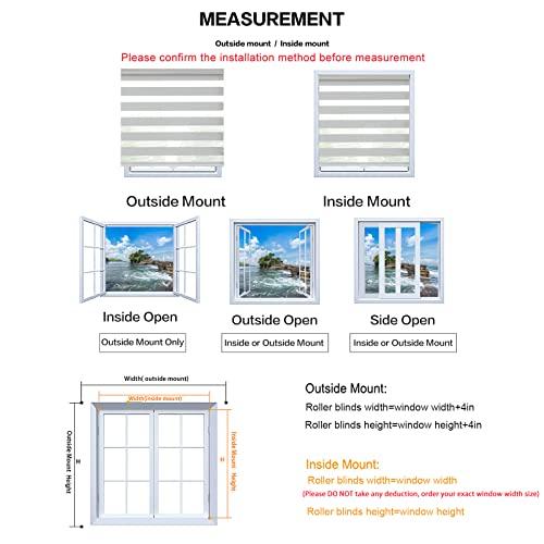 Zebra Roller Window Blinds,Custom Cut to Size,Roller Blinds Dual Layer Roller Shade Blinds, White,Fixed 72 InchesHigh,40 Inches Width