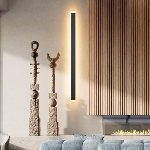 2 Pack 47.2In Long Outdoor Wall Light IP65 Waterproof,35W Black Modern LED Exterior Wall Sconce 3000K Linear Wall Mount Lighting for House Porch Courtyard