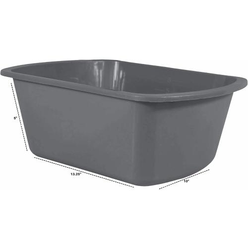 Wash Basins – Rectangular Plastic Hospital Bedside Soaking Tub [2 Pack] Small 7 Quart Graduated Bucket - Portable Washbasin for Washing, Cleaning, Foot Bath, Washing Dishes, Face Cleansing Bowl