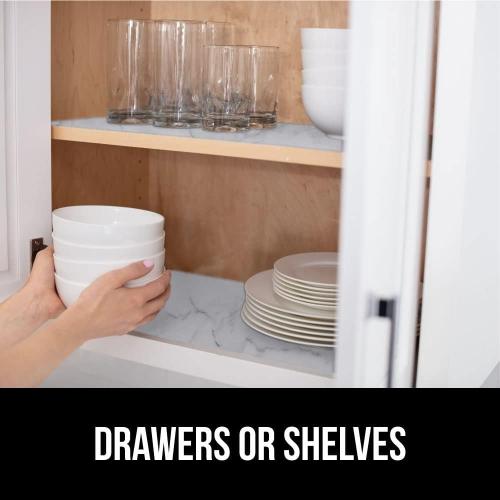 GORILLA GRIP DripGuard Shelf Liner, Non-Adhesive Drawer and Kitchen Cabinet Protector, 20x240 Inch, Strong Grip Slip Resistant Underside, Smooth Surface Liners for Cabinets, Bathrooms, Closets, Marble