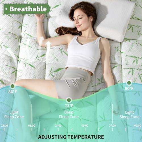 3 Inch Breathable Mattress Topper - 1500GSM 3D 7D Down Alternative Fill,Viscose Made from,Cooling Firm Pillow Top Mattress Pad (Full,54x75)