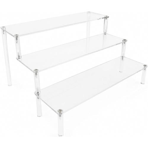 WEERSHUN 3 Tier Acrylic Display Stand Risers, Clear Tabletop Display Shelf for Perfume, Figures & Collectibles, Thick Acrylic Organizer for Cupcake, Cosmetics & Home Decoration