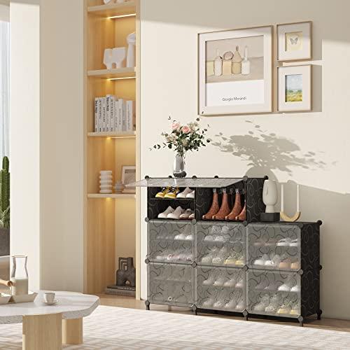 AWTATOS 8 Tiers Shoe Rack Organizer, 32 Pair Shoe Storage Cabinet, Black