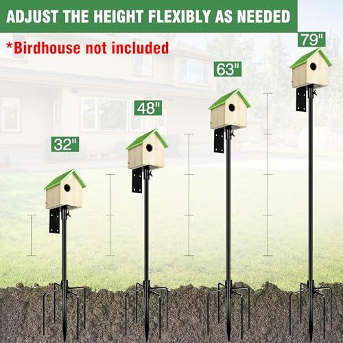 YINGYM 79 Inch Bird Feeder Pole Mount Kit for Outdoors Heavy Duty