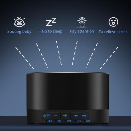 Magicteam White Noise Machine with 20 Non Looping Natural Soothing Sounds Memory Function 32 Levels of Volume Powered by AC or USB and Sleep Sound Timer Therapy for Baby Kids Adults Black