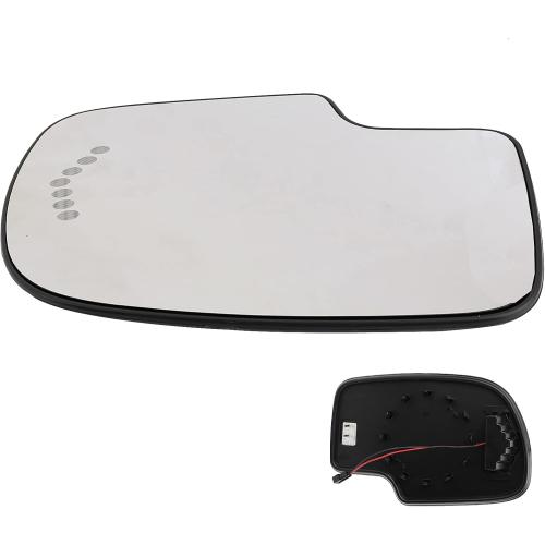 Driver Side Heated Mirror Glass Replacement for 2003-2007 Cadillac Escalade, Chevrolet Avalanche, Silverado, Suburban, Tahoe, GMC Sierra, Yukon - Exterior Side View Convex Mirror with Turn Signal