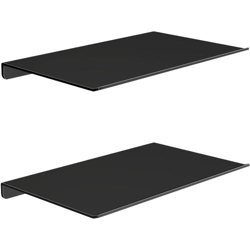 MKO 8 Small Floating Shelves for Wall, Metal Wall Mounted Shelf for Bathroom, Bedroom, Living Room, Kitchen, Little Mini Tiny Display Hanging Shelves for Books/Storage/Room Decor 2 Packs, Black