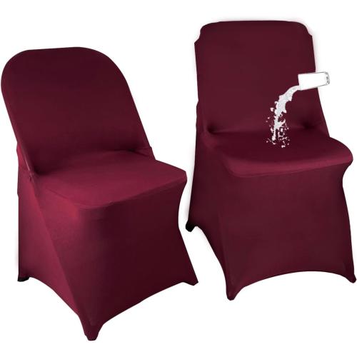 40PCS Spandex Folding Waterproof Chair Covers for Party,Burgundy | Wedding Universal Fitted Chair Cover Protector,Stretch Folding Chair Covers,For Event Banquet Holidays Celebration Decoration