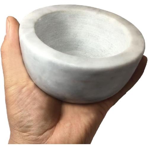 Marble Shaving Bowl，Handcrafted White Marble Later，Shaving Soap & Cream Bowl for Men，Lather Mug with Interior Grooves Builds a Rich.