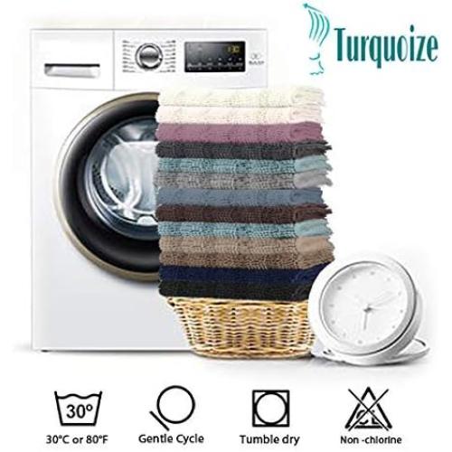 Turquoize Luxury Chenille Bath Rug for Bathroom Rugs Extra Absorbent Bath Mat Non Slip Microfiber Shower Rug for Bathroom Microfiber Shaggy Carpet Rug Size, 17x 24, Cream