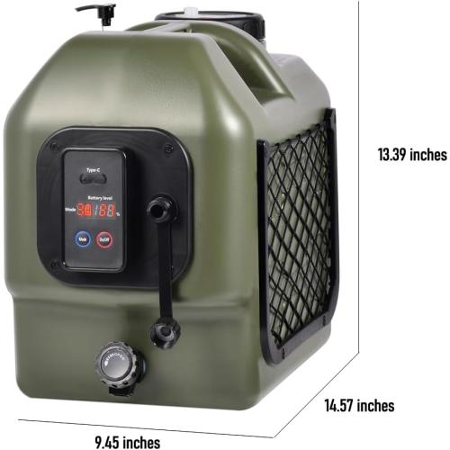 Portable Camp Shower 5-Gallon 8 Hours Battery Life Cordless Electric Rechargeable Food-Grade Water Tank for Camping Pressure Washer for Garden & Pet Cleaning
