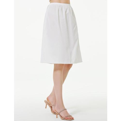 BEAUTELICATE Women 100% Cotton Half Slip Lace Trim Elastic Waist Underskirt