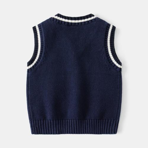 120/62 Baby Toddler Boys Girls Cotton V-Neck Sweater Vest Sleeveless Warm Uniform Pullover Cable Knit Waistcoat School Tops