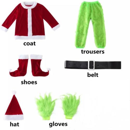 SONOTA Christmas Costume Adult Men Santa Claus Outfit Furry Green Giant Monster Professional Realistic Xmas Cosplay Suit large