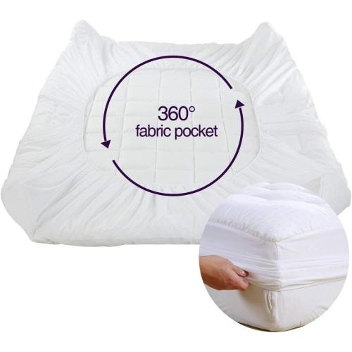 White Twin Size EASELAND Twin Size Mattress Pad Pillow Top Mattress Cover Quilted Fitted Cooling Protector Single Cotton Top 8-21 Deep Pocket (39x75 Inches, White)
