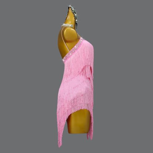 Large V Neck Professional Latin Dance Performance Dresses for Women Deco Fringe Dance Party Dress Latin Ballroom Dress