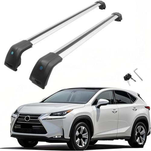 MotorFansClub Roof Racks Cross Bars Fit for Lexus NX NX200 NX200t NX300H NX300 2015 2016 2017 Baggage Luggage Racks Rail Lockable (Needs to Attach to Open Side Rails)