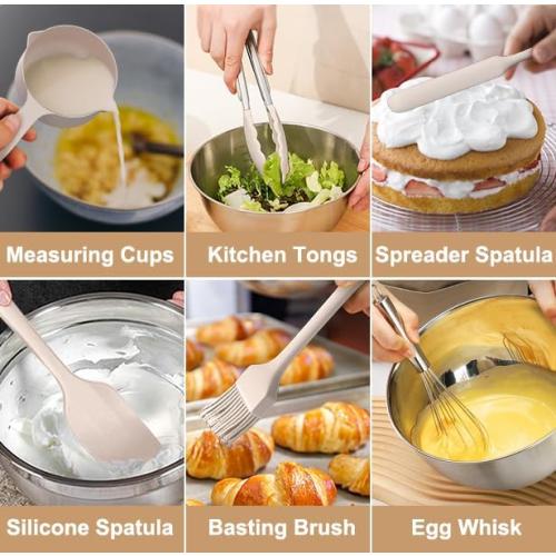 Wildone Mixing Bowls with Airtight Lids, 27 PCS Stainless Steel Nesting Bowls, with 3 Grater Attachments, Scale Mark & Non-Slip Bottom, Size 5, 4, 3, 2, 1.5, 1, 0.63QT, Ideal for Mixing & Prepping