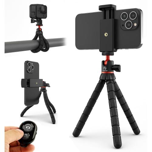 TriFlex Mini Tripod for Phone - Small Flexible Tripod for iPhone and Android with Remote - Fits Any Smartphone - Portable, Compact Phone Mount with GoPro Adapter