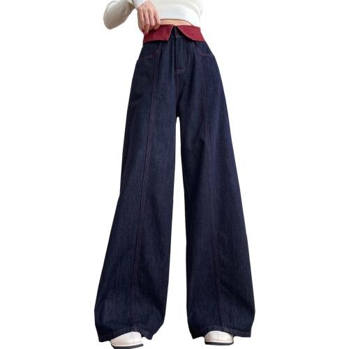 Fashion High Waist Women's Jeans Y2K Casual Baggy Wide Leg Neckline Style Waist Design Straight Jeans XL