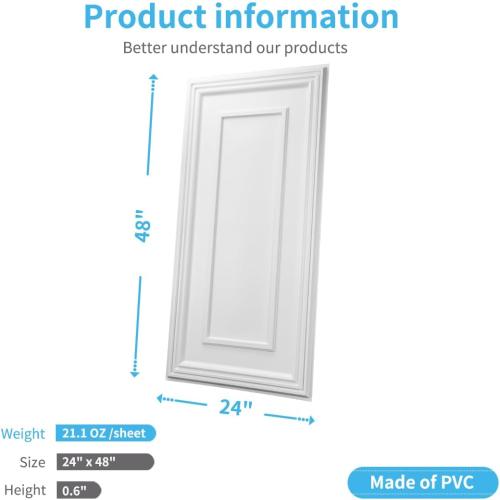 Art3d Drop Ceiling Tiles, 24x48in. White (12-Pack), Polyvinyl Chloride (PVC), Glue Down