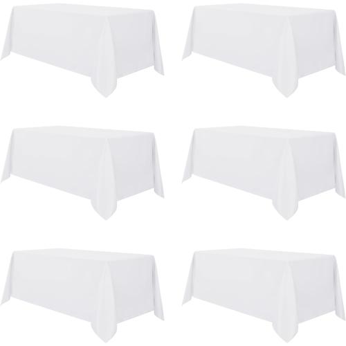 sancua 6 Pack White Tablecloth 90 x 156 Inch - Rectangle Table Cloth for 8 Feet Tables Stain and Wrinkle Resistant Washable Polyester Table Cover for Dining Wedding Banquet Party Buffet Restaurant