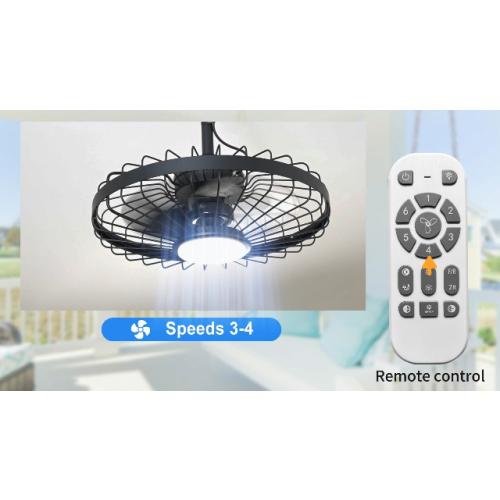 Depuley Outdoor Ceiling Fan with Light: 20 Inch Waterproof Gazebo Fans with Lights Outdoor Hanging - Plug in Remote App Control Caged Fans for Patios Pergola Porch Canopy - 6 Speed Black