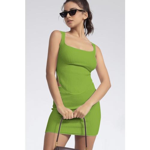 XS CHYRII Womens Sexy Summer Two Piece Outfits Square Neck Going Out Crop Top Bodycon Skirt Sets Mini Dress