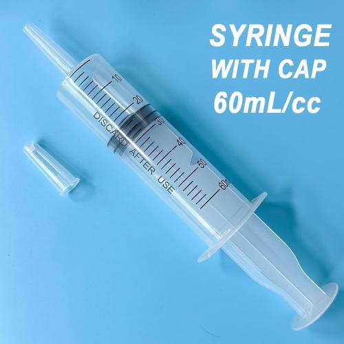 4 Pack 60mL Large Syringe for Liquid with Tip Cap, Plastic Liquid Syringes Individually Sterile Sealed