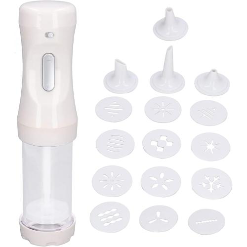 Electric Press, Making Kit Transparent Electric Decorating Tool with 12 and 4 Decorating Nozzles, for DIY Cake Decorating