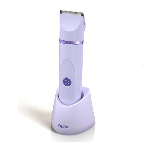 OLOV Electric Body Hair Trimmer - Groin Trimmer for Men - Bikini Trimmer Women - Wet/Dry Shaver Groomer, Replaceable Ceramic Blade Heads, USB Recharge Dock, Waterproof Hygiene Razor,Purple
