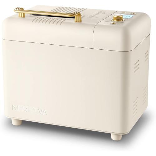 Neretva Bread Machine, 2.2LB 15-in-1 Bread Maker, Dual Heater Breadmaker Machine with Auto Nut Dispenser & Nonstick Ceramic Pan, Bread Maker Machine for Gluten Free, Dough Maker, Sourdough, Yogurt