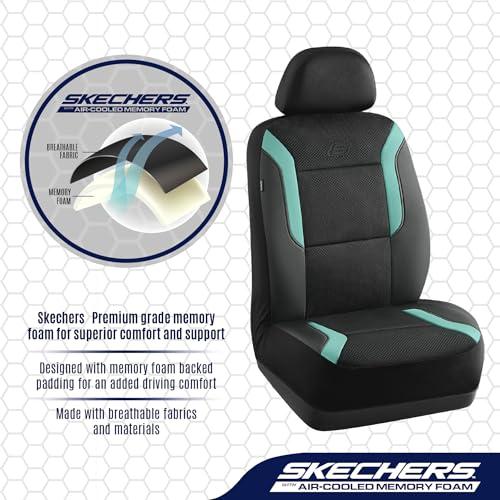 Skechers Memory Foam Car Seat Covers, Air Cool Mesh Thick Seat Covers, Car Seat Full Sets, Airbag Compatible, Automotive Comfort Protection for Most Cars,Vans,Trucks, SUVs,Green
