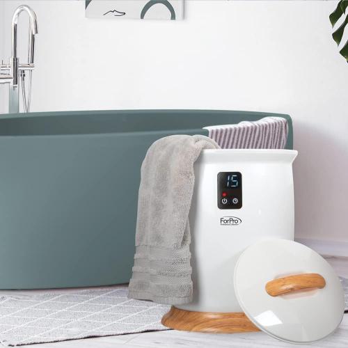 ForPro Professional Collection Luxury Towel Warmer, Extra Large Bucket-Style Hot Towel Warmer with Auto Shut Off, 4 Timer Settings for Home and Bathroom, White | for Salon, Spa & Gym Use, Hand Towels, Bleach-Safe Salon Towels, Absorbent Spa Towels, Barber Towels, Salon & Spa Essentials