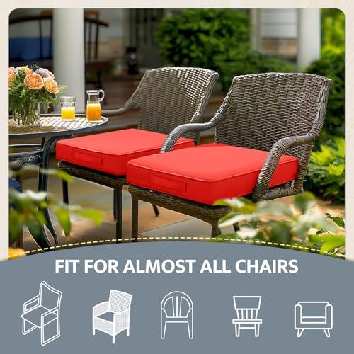 Size 16x16x3 Color Grey mudilun Outdoor Chair Cushions Set of 2 16x16x3 Inch Waterproof Patio Chair Cushions with Handle & Straps Outdoor Seat Cushions for Patio Furniture Garden Sofa Swing Wicker Chair Cushion