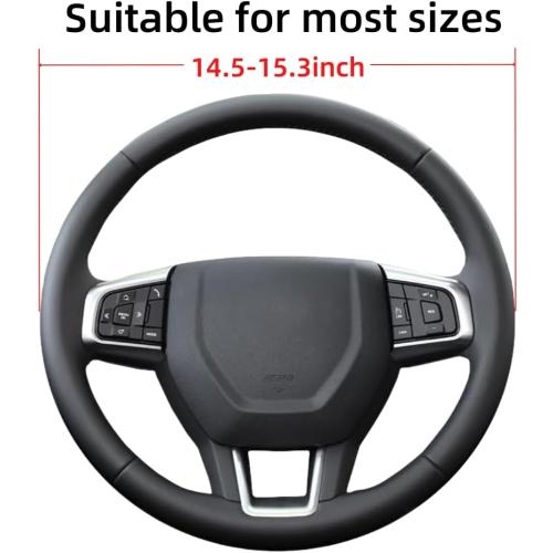 Leather Steering Wheel Cover for RS with a Rubber Inner Ring fit for 14-15 Inch Compatible with RS Camaro Malibu Cruze Impala (RS-R)