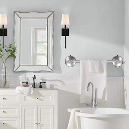 DGYB Adjustable Suction Cup Towel Bar for Bathroom 14 Inch ~ 27 Inch Brushed Nickel Towel Rack Stainless Steel Bath Towel Holder for Glass Shower Door