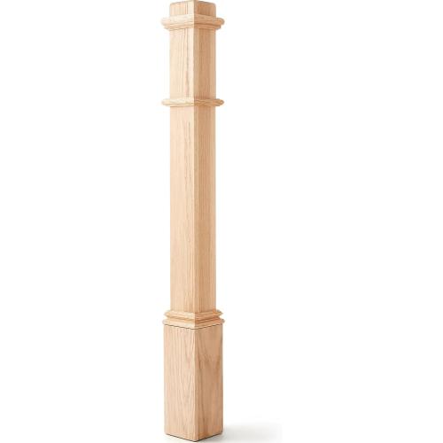 Solid Wood Box Newel 48 Inch Poplar Staircase Newel Posts Wood Stabilizer Plain Style with Pedestal Stair Railing Post Interior Wood Balusters for Stair Remodeling