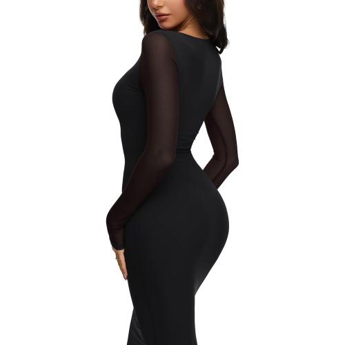 Size L /M ...REORIA Women's Spring Mesh Sheer Long Sleeve Wedding Guest Dress