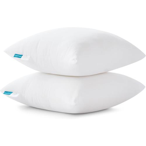 Oubonun 28x28 Throw Pillow Inserts - Supportive & Fluffy Down Alternative Pillows for Couch Sofa Bed, Machine Washable - White, Pack of 2