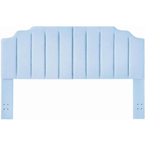 24KF Light Blue Teddy Fabric Tufted King Upholstered Headboard, Modern Vertical Channel Design California King Headboard with Stepped Silhouette Top Edge,6026-K-Teddy Light Blue