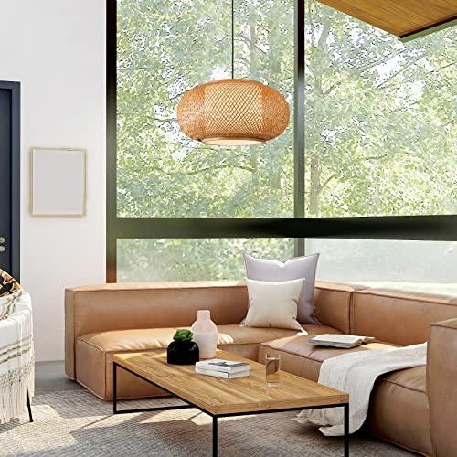 Bamboo Pendant Light Basket Weave Hanging Light, 1 Light Elegant Rattan Chandelier for Kitchen Island Nursery (23)